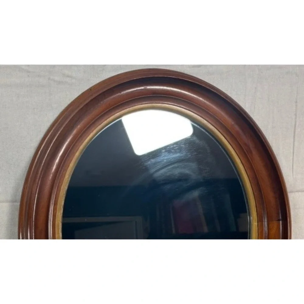Vintage 1945 Toledo Plate Oval Mahogany Mirror Clinton IA Theatre Gold 22x19